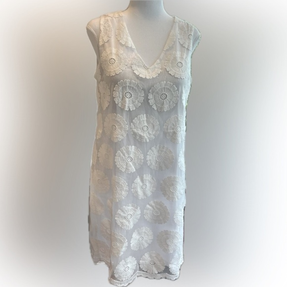 Tracy Negoshian sheer flowers sheath Dress M